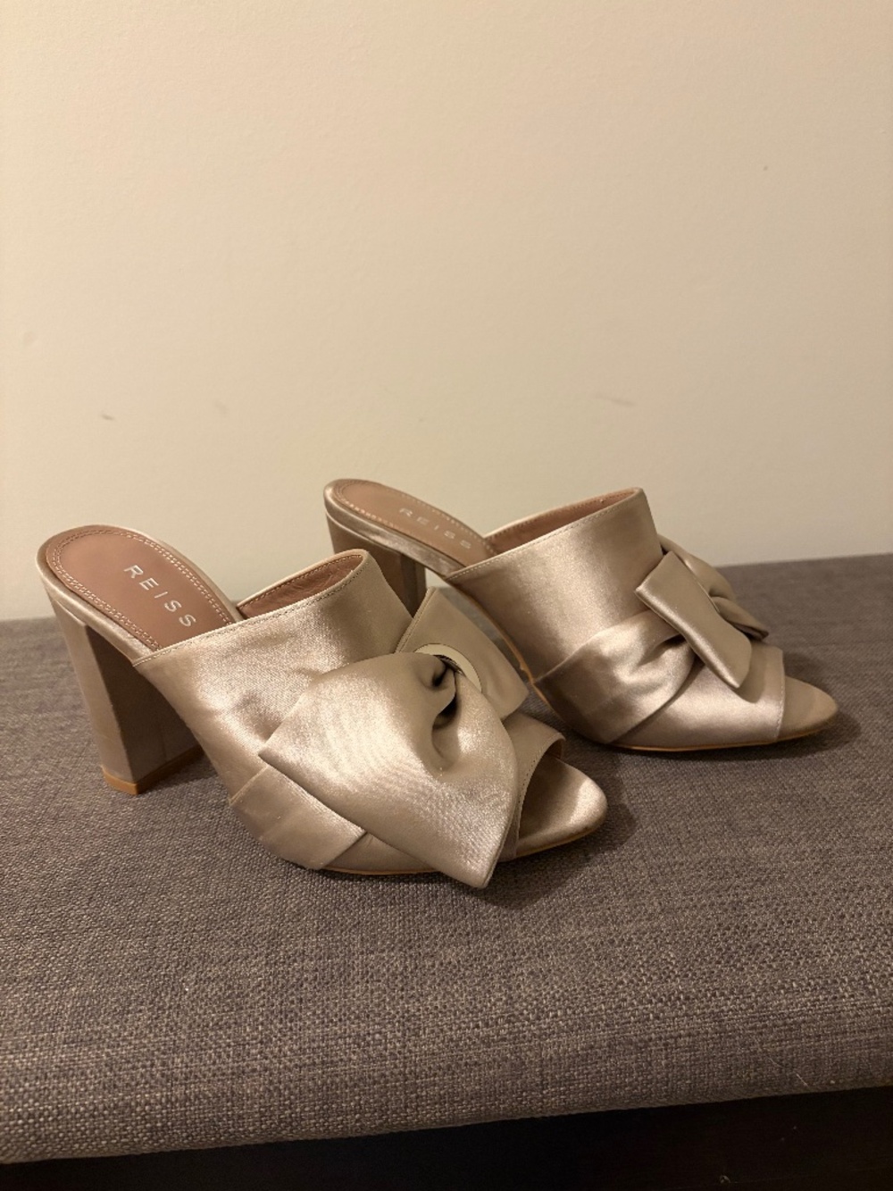Reiss Molly peep Toe Satin Mules